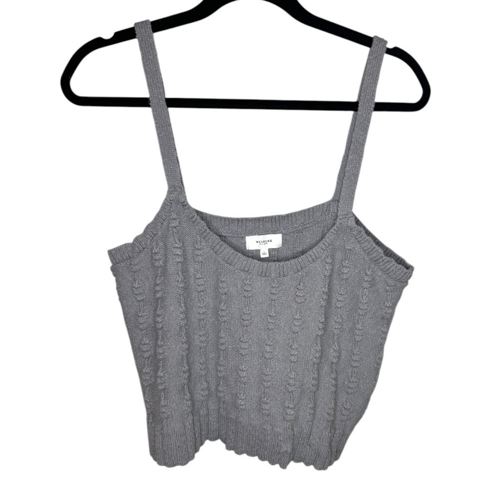 Weekend Los Angeles Gray Knit Crop Tank Top